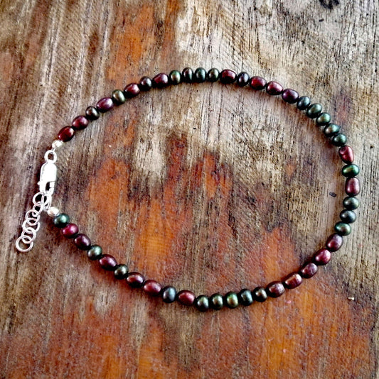 Purple and Green Pearl Anklet or Bracelet