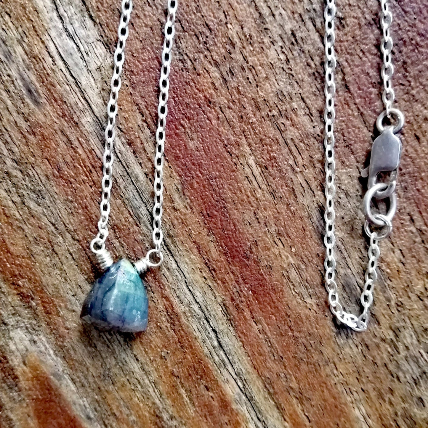 Labradorite Pyramid on a Sterling Chain - Crown Chakra - Clear and Protect your Aura