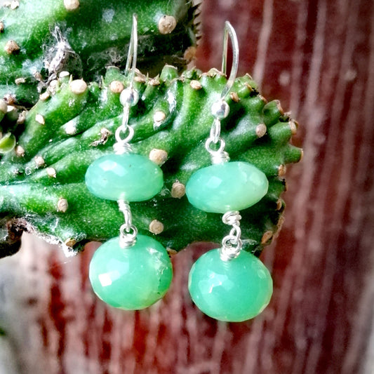 Chrysoprase Double Drop Earrings - 4th Chakra - They looks like candy!! Open your heart with these vibrant orbs.